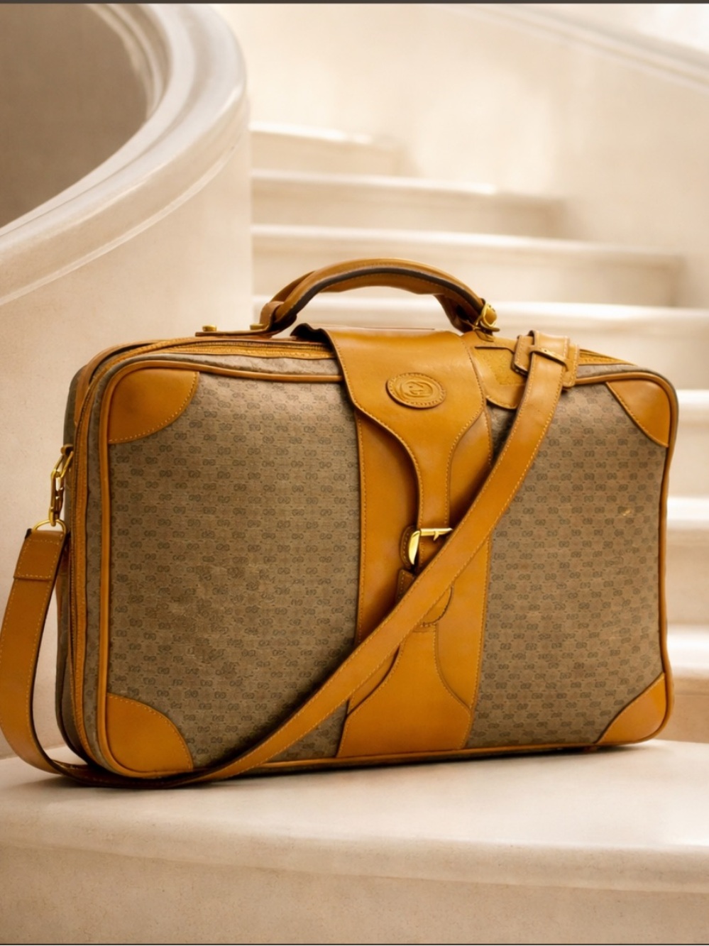Gucci , Unisex Beige and Camel Colour Authentic Shoulder Bag/Travel Bag.